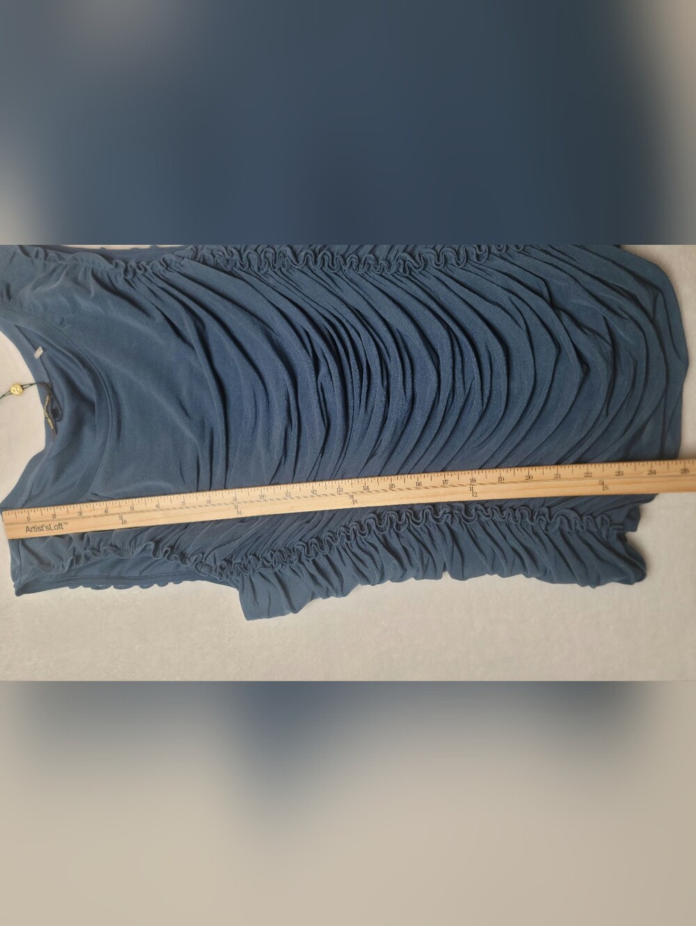 NWT Kobi Halperin Sariyah Shirred Sleeveless Top Sz Lrg Faded Lapis Ruched Top - Picture 7 of 15